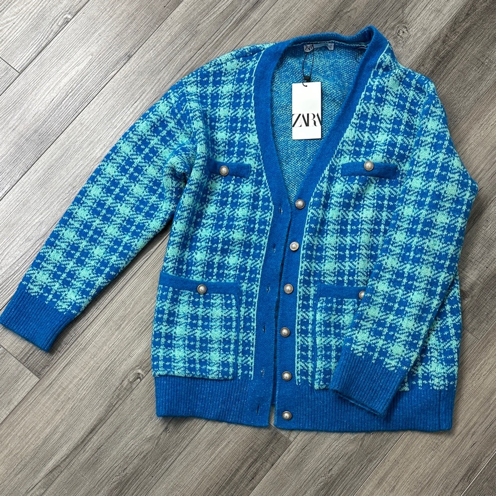 Zara Women’s Blue and Teal Cardigan